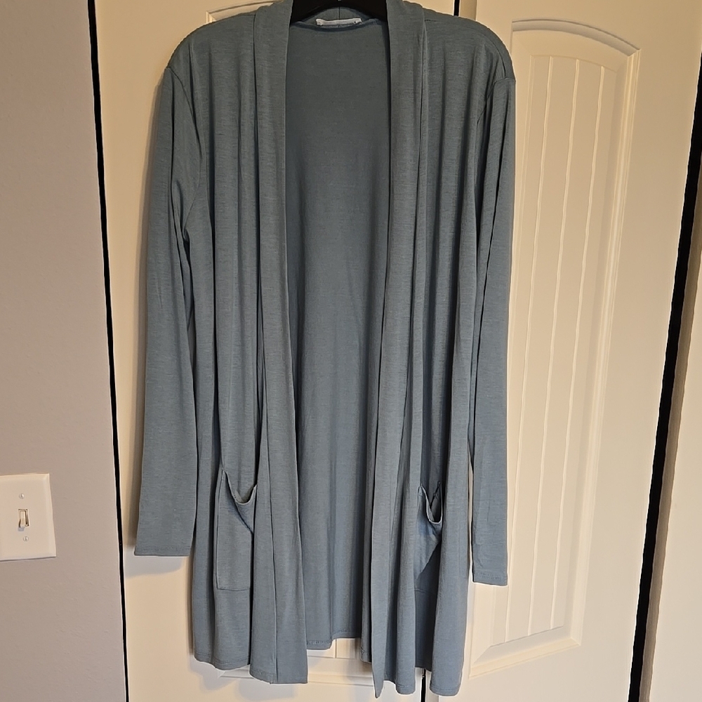 Women's Blue Open Front Cardigan